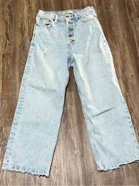 Abercrombie & Fitch The Crop Wide Leg Jeans Women's 2s/26 Ultra High Rise Button